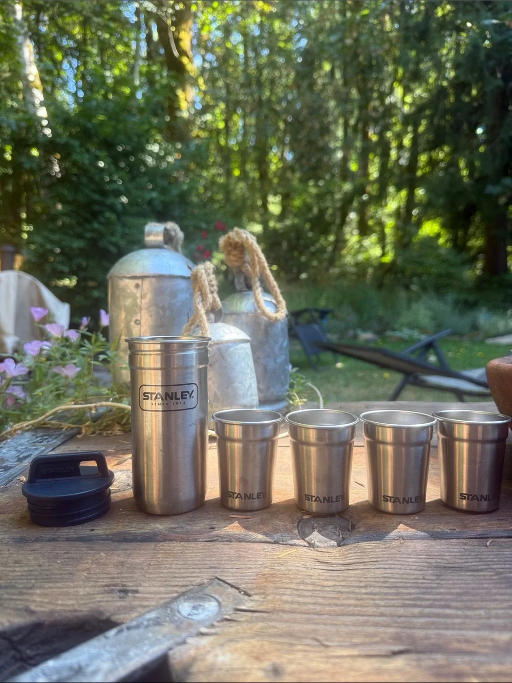 Stanley Stainless Steel Shot Cup Set with Carry Tube — Silver